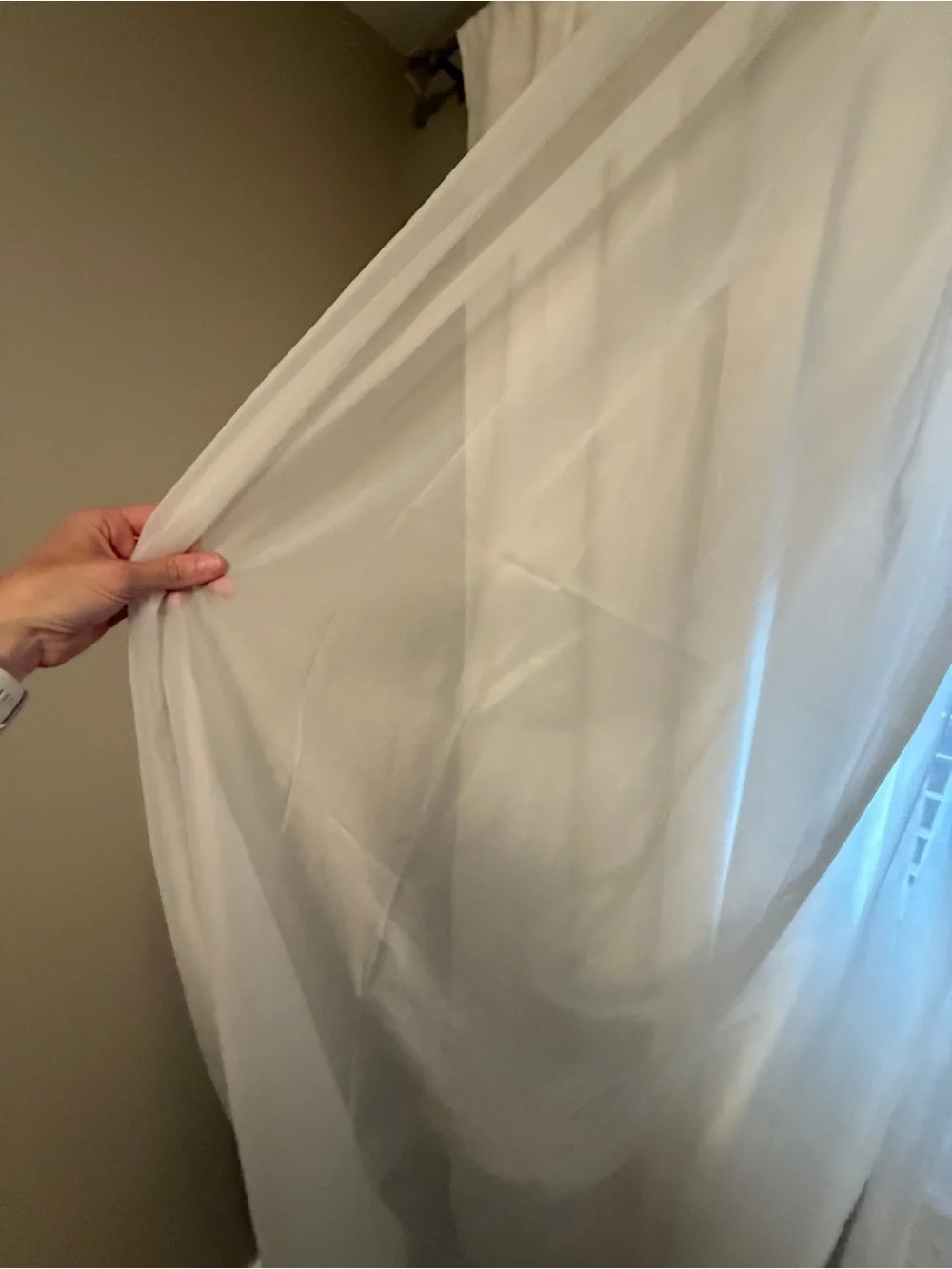 Elegant White Curtains Set- full wall worth, solid sheer and accented 12 panels